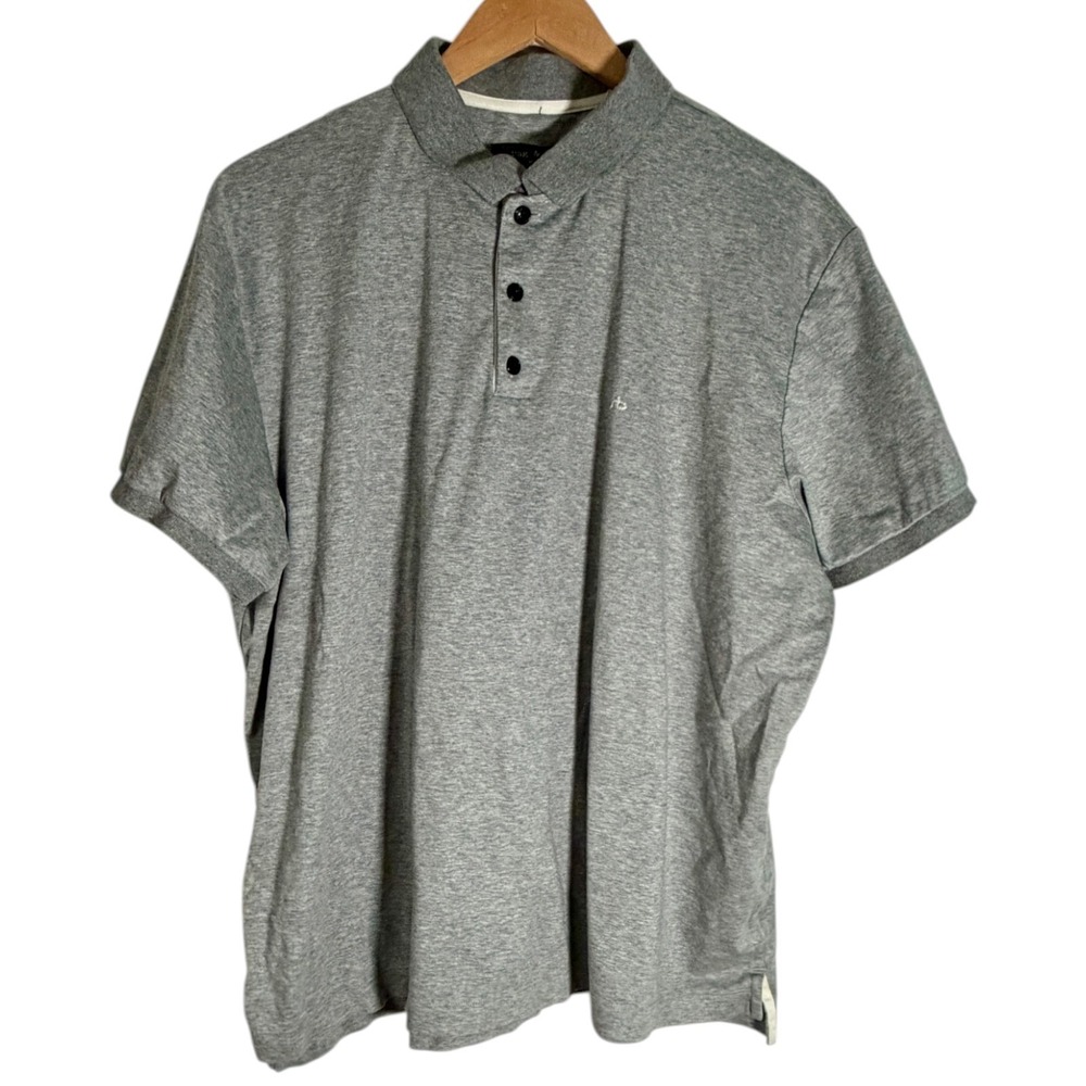 Rag & Bone Men's Short Sleeve Embroidered Logo Polo Shirt Heather Gray XXL